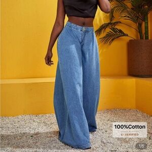 SHEIN SXY Light Blue Denim Wide Leg Jeans